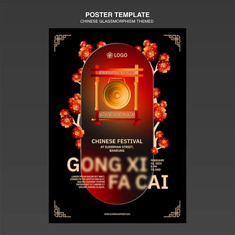 Premium PSD | Glassmorphism chinese festival poster