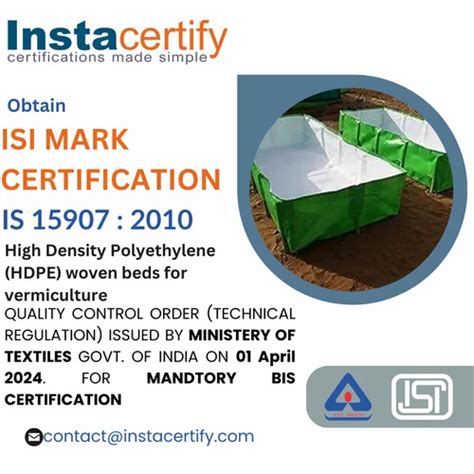 ISI Mark Certification For High Density Polyethylene HDPE Woven Beds