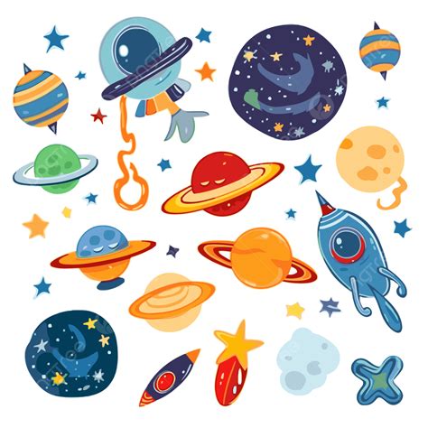 Ruang Clipart Vintage Wallpaper Clip Art Dan Clipart Vektor, Set Planet Luar Angkasa Dan Tata ...