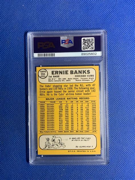 1968 Topps ERNIE BANKS 355 Cubs HOF PSA 8 NM MT ST EBay