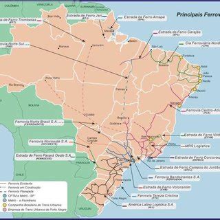 Distribuição da malha ferroviária brasileira concessionárias