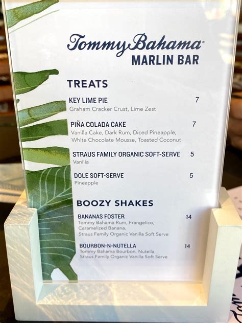 Menu At Tommy Bahama Marlin Bar Store Las Vegas Las Vegas Blvd S