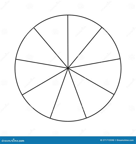 Circle Divided In Segments Pizza Or Pie Round Shape Cut In Equal