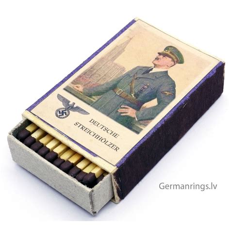 Vintage Full German Propaganda Matchbox German Ww2 Rings And Other