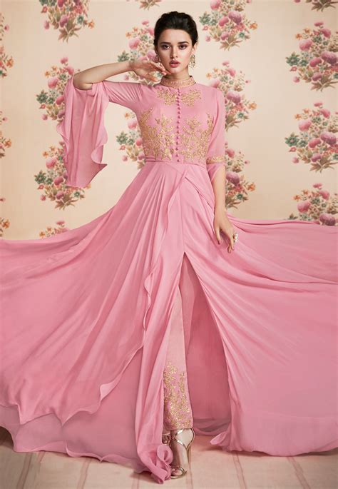 Light Pink Georgette Anarkali Suit