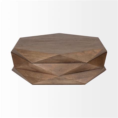 Arreto Hexagonal Hinged Solid Wood Top And Base Coffee Table Store