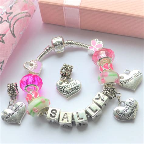 Personalized Pink Bracelet with Heart Charm for Children