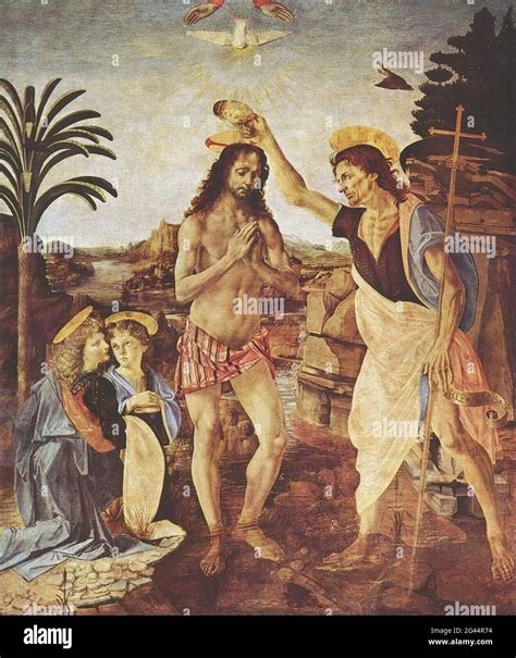 Leonardo Da Vinci - Baptism Christ 1472 Stock Photo - Alamy