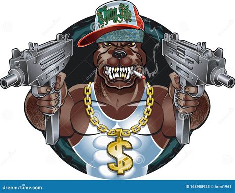 Gangster Dog With Machine Pistols And Attitude Stock Vector