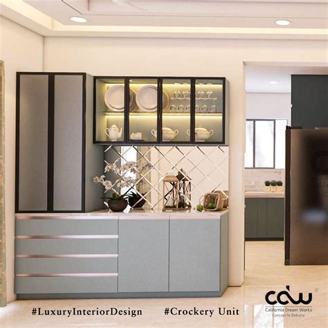 Crockery unit designs | Crockery unit design, Kitchen interior design ...