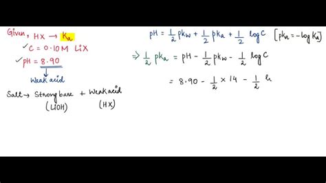 Solved Calculate The Ka For An Unknown Monoprotic Acid Hx Given That A Solution Of 1 20 M Lix