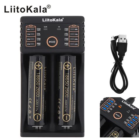 2pcs Liitokala 3 7V 2600mAh 18650 Li Ion Rechargeable Battery USB