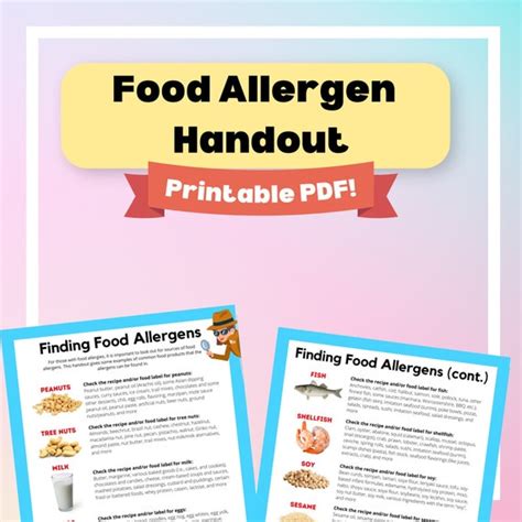 Finding Food Allergens Handout Food Nutrition & Health - Etsy