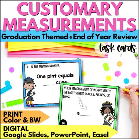 End Of Year Customary Measurements Task Cards Curious Classroom