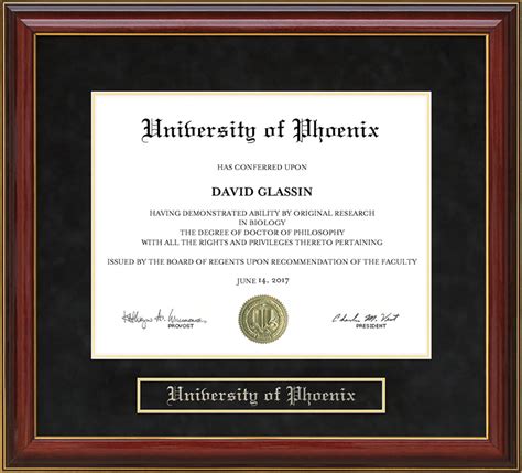 University of Phoenix Mahogany Diploma Frame: Wordyisms