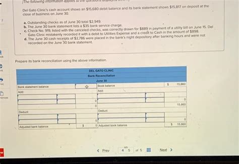 Solved Del Gato Clinic S Cash Account Shows An 15 680 Debit Chegg