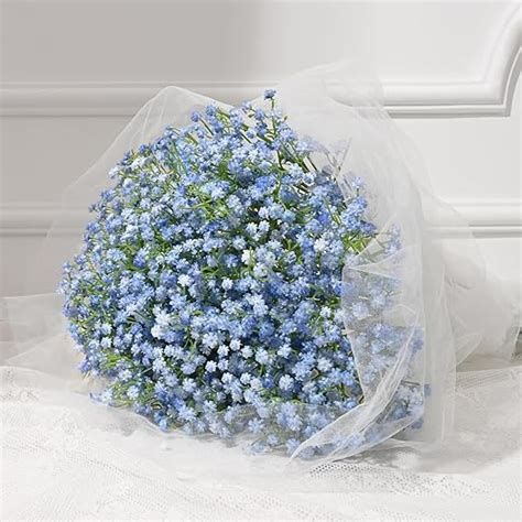 Amazon Dolicer 10 Pcs Babys Breath Artificial Flowers Blue Long