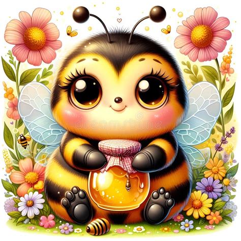 Cute honey bee stock illustration. Illustration of flower - 311412159