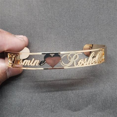 Pulseiras e braceletes de aço inoxidável nome personalizado