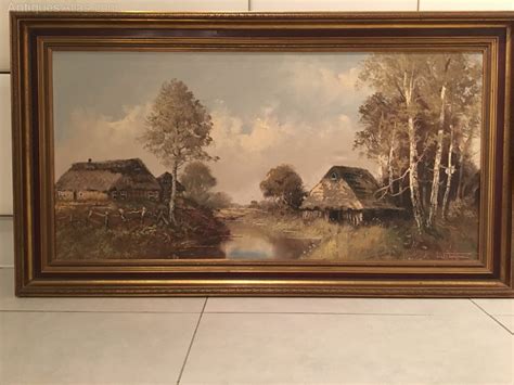 Antiques Atlas Landscape Oil Painting Of A Rural Village