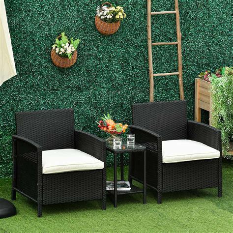 Outsunny Rattan Effect 2 Seater Bistro Set Black Wilko