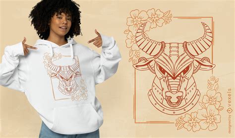 Descarga Vector De Diseño De Camiseta Steampunk Del Zodiaco Tauro