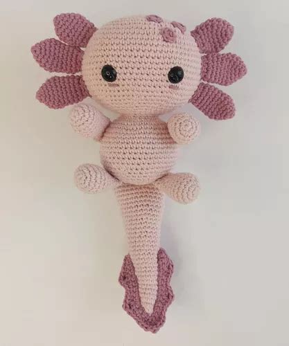 Ajolote Amigurumi Tejido A Mano 30 Cm Rosa Meses Sin Intereses