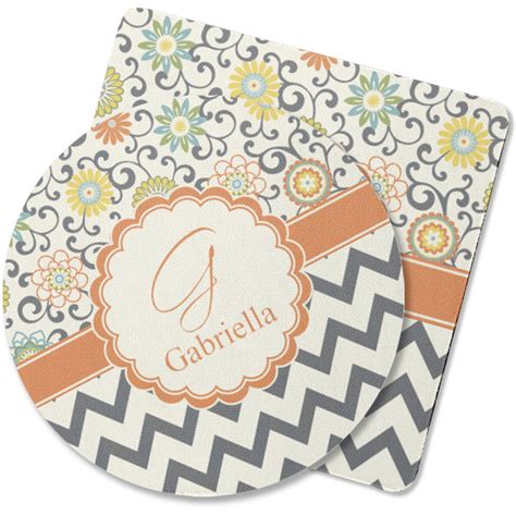 Custom Swirls Floral And Chevron Rubber Backed Coaster Personalized