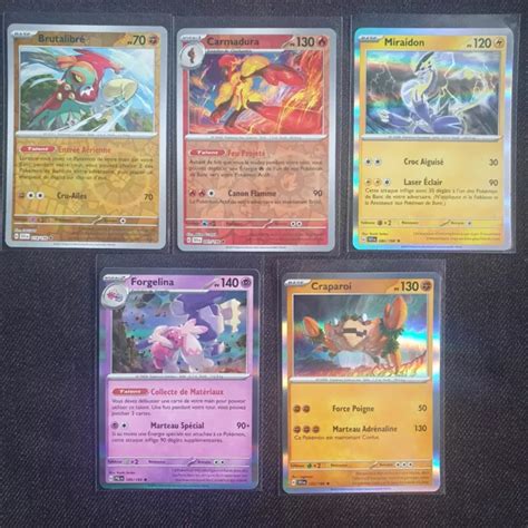 LOT 5 CARTES Pokémon RARES HOLO RARES REVERSE écarlate et violet SV1