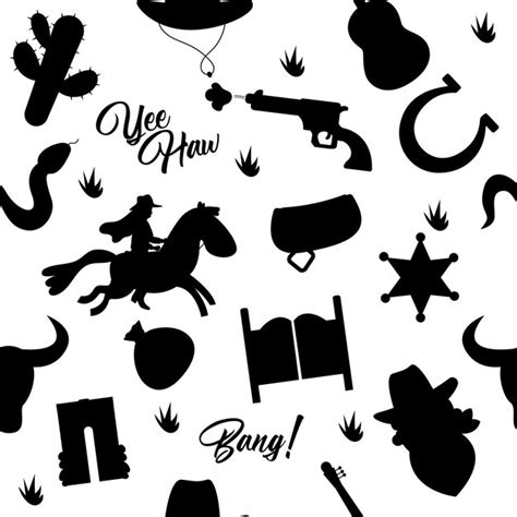 Premium Vector Wild West Seamless Silhouette Pattern