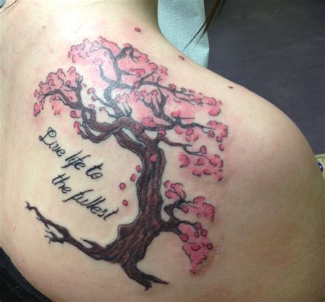 This Is My Tattoo It S A Cherry Blossom Tree With The Words Live Life