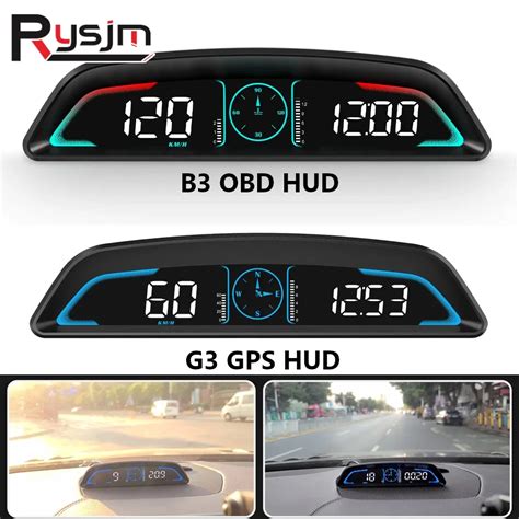 HD Ak Ll Araba HUD GPS Kilometre OBD B3 GPS G3 Dijital Head Up Display