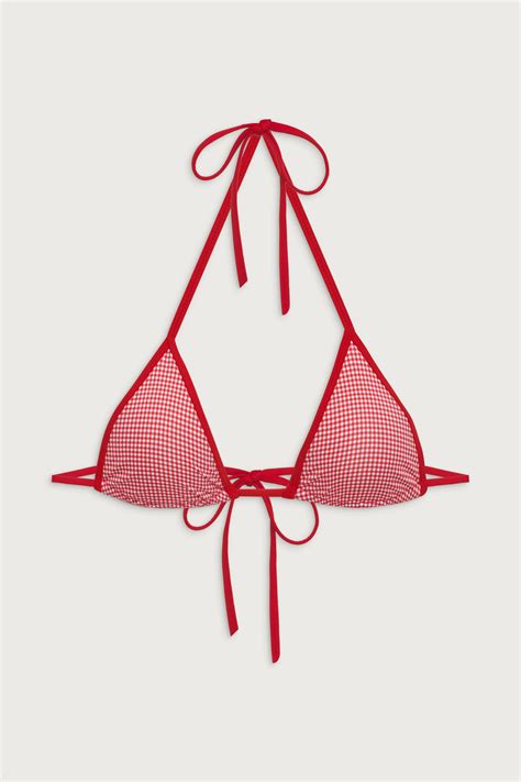 Frankies Bikinis Bikini Günstig Kaufen Nick Triangle Gingham Bikini Top Damen Ladybug Gingham