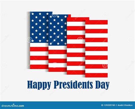 Happy Presidents Day. American Flag with Shadow on White Background ...