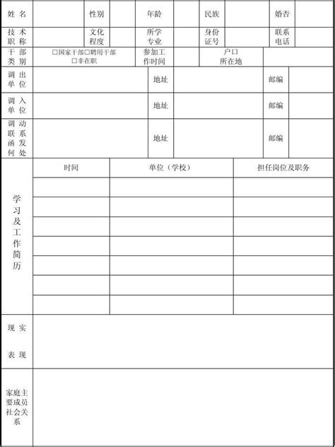 干部调动审批表word文档免费下载亿佰文档网