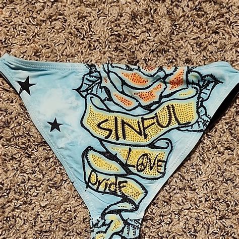 Sinful Swim Blue Graphic Bikini Bottom Poshmark