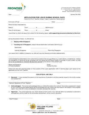 Fillable Online Request For Pupil Leave Of Absence During Fax Email