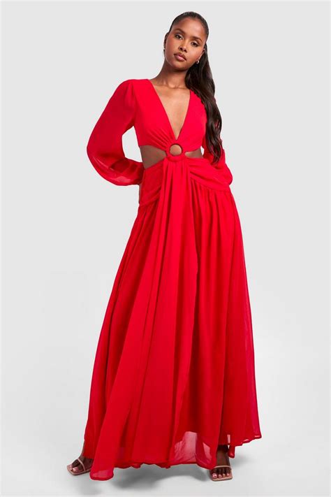 Chiffon Cut Out Maxi Dress Boohoo Uk