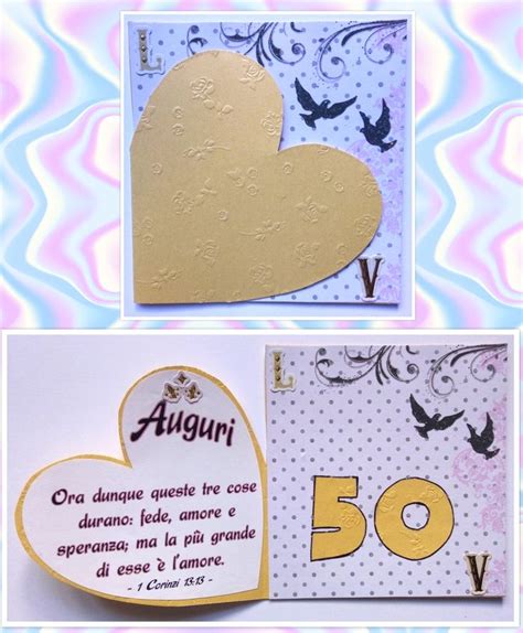 Biglietto Auguri Nozze Oro Anniversario Matrimonio 50 Anni Cuore Amore