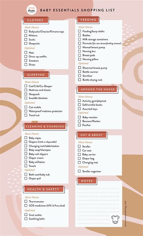 Baby Essentials Checklist Printable Pink Newborn Essentials Off