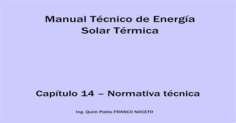 Manual T Cnico De Energ A Solar T Rmica Normas Unit Sobre Energ A