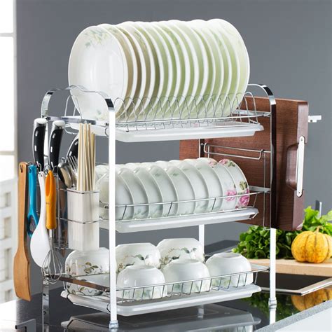 Dish Drying Rack Stainless Steel Dish Drainer With Drainboard Utensil