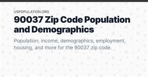 90037 Zip Code Population | Income, Demographics, Employment, Housing