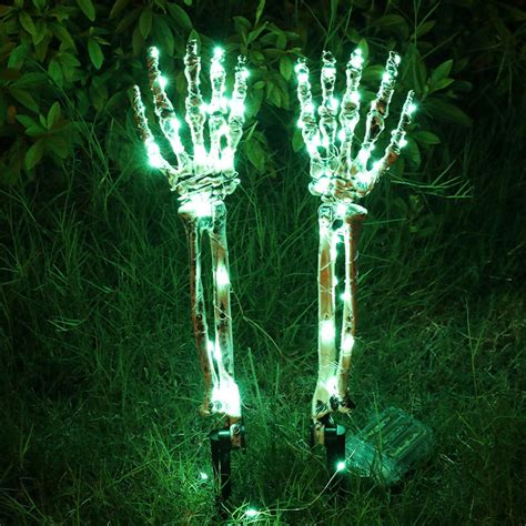 Brenberke Light Up Halloween Decorations Outdoor Skeleton Arm Stakes ...