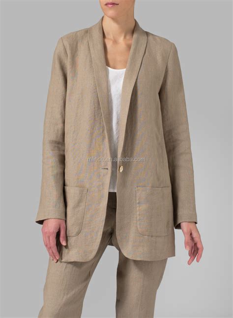 Softly Boyfriend Style Blazers Women Unlined Linen Long Sleeve Jacket