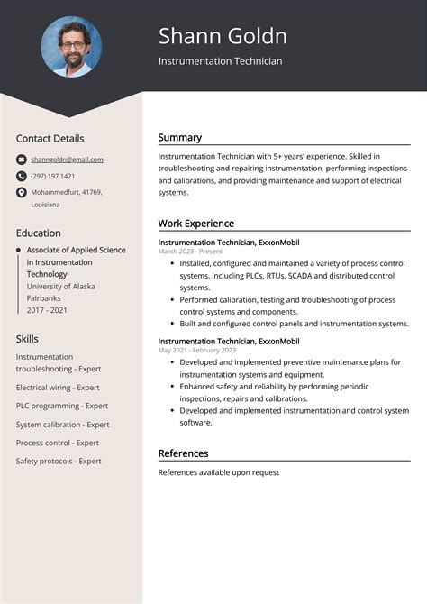 Instrumentation Technician Resume: Sample & Guide [Entry Level + Senior ...