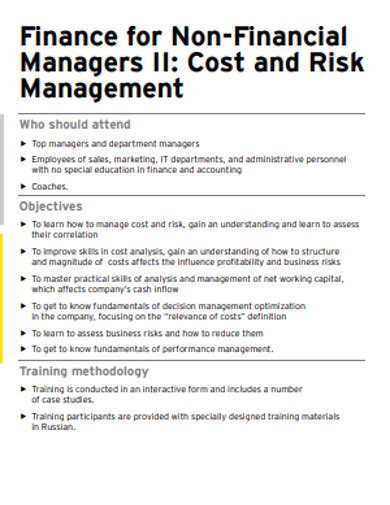 Finance For Non Financial Managers 10 Examples Format Pdf