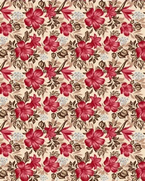 A Red And Beige Flower Pattern With Leaves On It S Side As Well As The