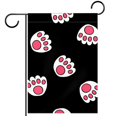 Cute Cat Claw Paw Black Background Pattern Garden Banners Outdoor