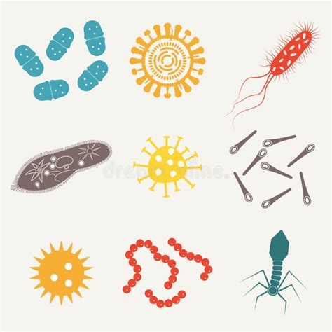 Bacteria And Virus Icons Disease Causing Bacterias Viruses And